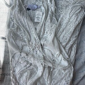PatBO White Crochet Swim Coverup